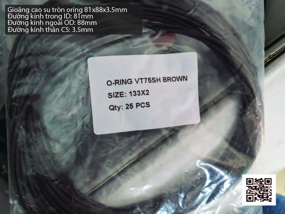 Gioăng Oring tròn cao su Viton 79.5x3.5 chịu nhiệt, chịu hóa chất — hình thực tế
