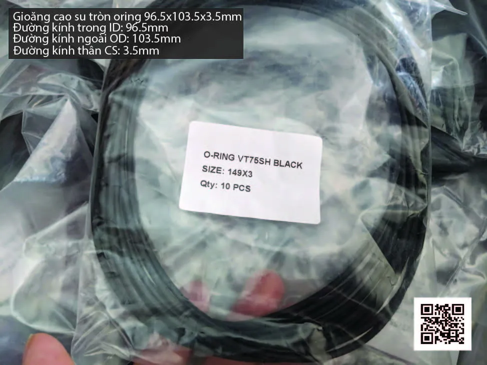Gioăng Oring tròn cao su Viton 95x3.5 chịu nhiệt, chịu hóa chất — hình thực tế
