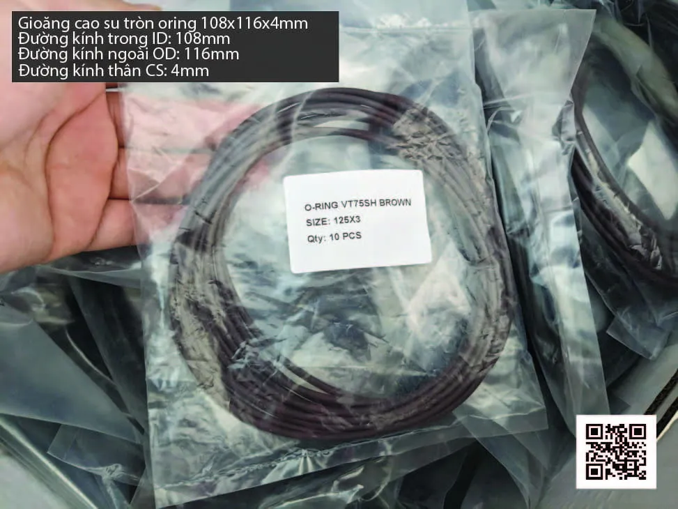Gioăng Oring tròn cao su Viton 105x4 chịu nhiệt, chịu hóa chất — hình thực tế
