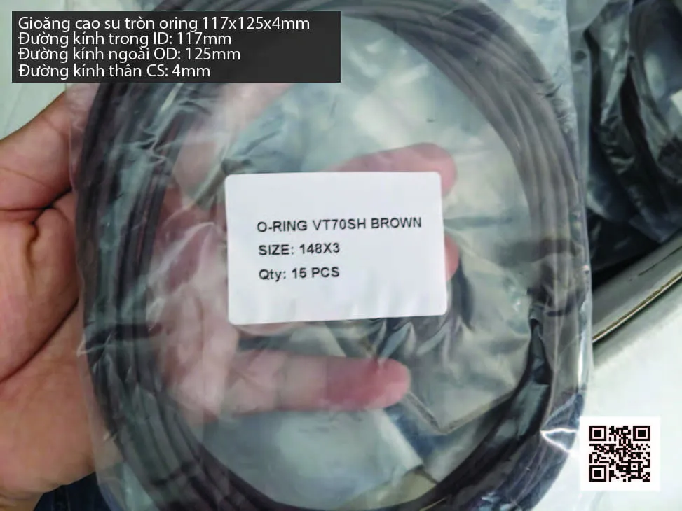 Gioăng Oring tròn cao su Viton 114x4 chịu nhiệt, chịu hóa chất — hình thực tế