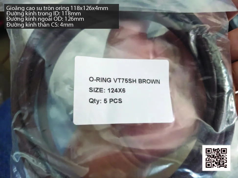 Gioăng Oring tròn cao su Viton 115x4 chịu nhiệt, chịu hóa chất — hình thực tế