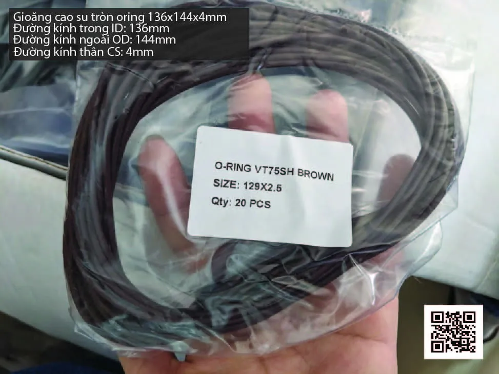 Gioăng Oring tròn cao su Viton 133x4 chịu nhiệt, chịu hóa chất — hình thực tế