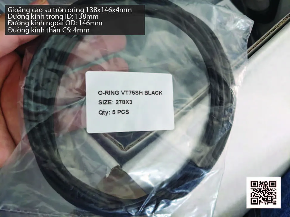 Gioăng Oring tròn cao su Viton 135x4 chịu nhiệt, chịu hóa chất — hình thực tế