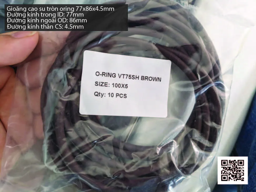 Gioăng Oring tròn cao su Viton 74x4.5 chịu nhiệt, chịu hóa chất — hình thực tế