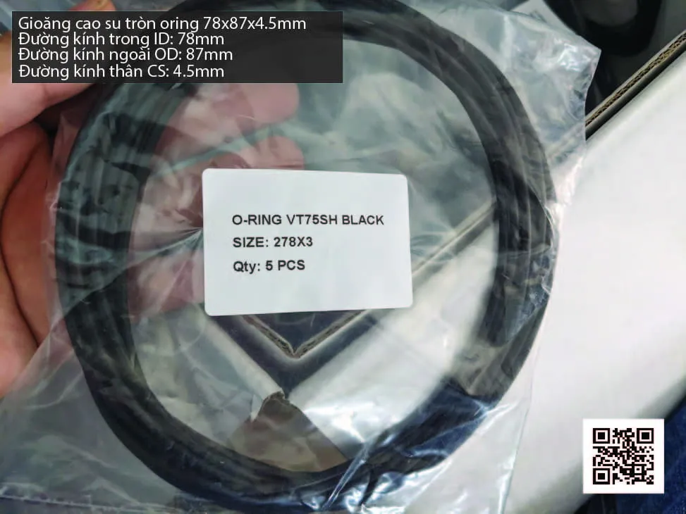 Gioăng Oring tròn cao su Viton 75x4.5 chịu nhiệt, chịu hóa chất — hình thực tế