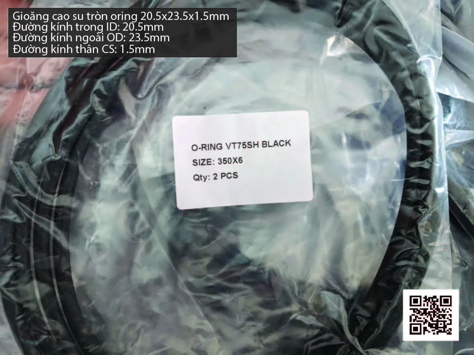 Gioăng Oring tròn cao su Viton 19x1.5 chịu nhiệt, chịu hóa chất — hình thực tế