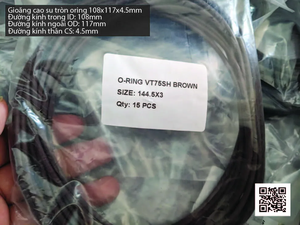 Gioăng Oring tròn cao su Viton 105x4.5 chịu nhiệt, chịu hóa chất — hình thực tế