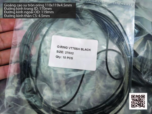 Gioăng Oring tròn cao su Viton 110x4.5 chịu nhiệt, chịu hóa chất