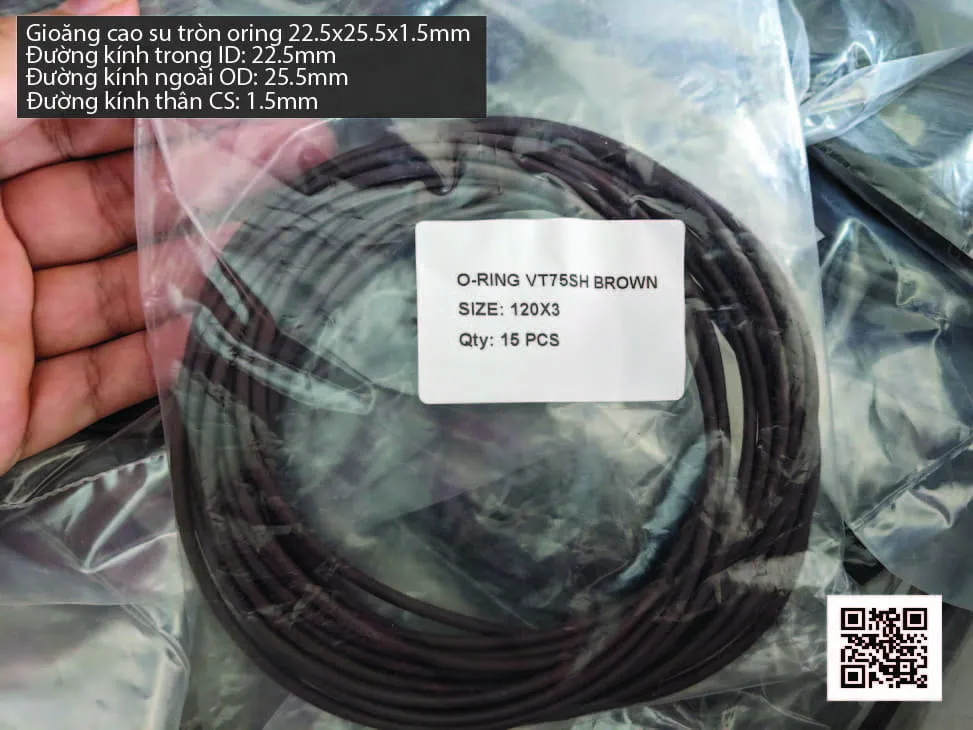 Gioăng Oring tròn cao su Viton 21x1.5 chịu nhiệt, chịu hóa chất — hình thực tế