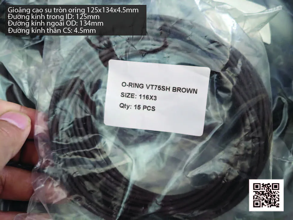 Gioăng Oring tròn cao su Viton 122x4.5 chịu nhiệt, chịu hóa chất — hình thực tế