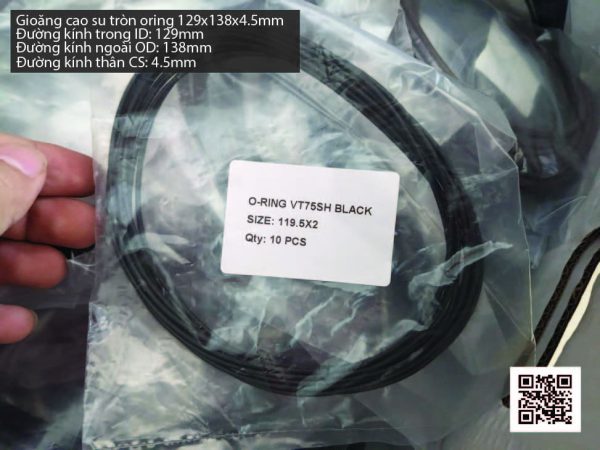 Gioăng Oring tròn cao su Viton 123x4.5 chịu nhiệt, chịu hóa chất - Hình ảnh 4