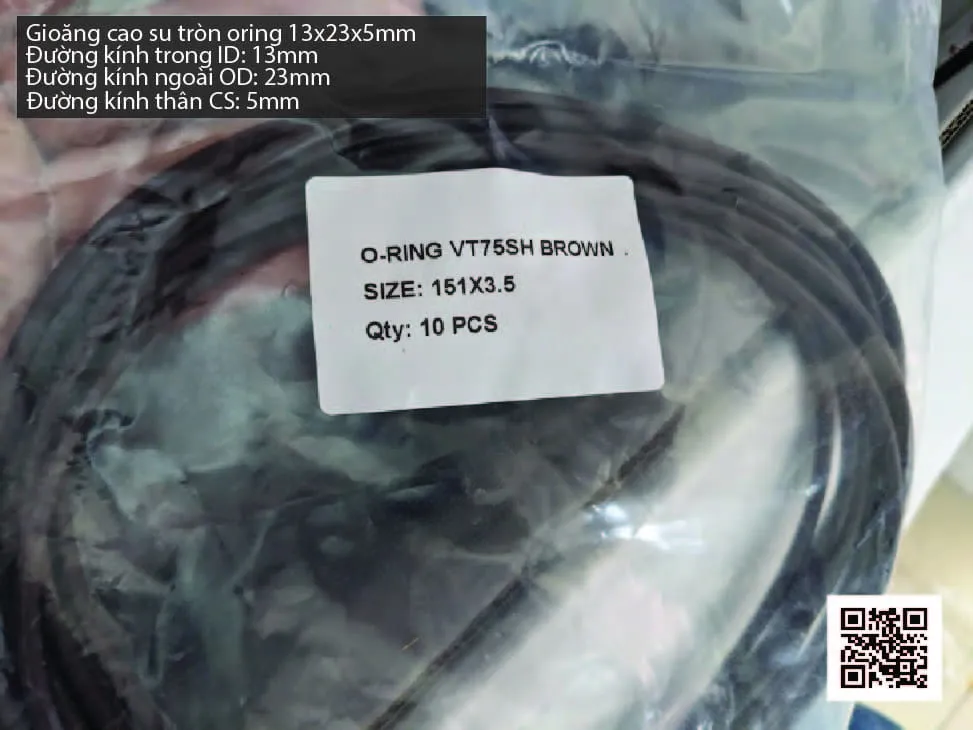 Gioăng Oring tròn cao su Viton 10x5 chịu nhiệt, chịu hóa chất — hình thực tế