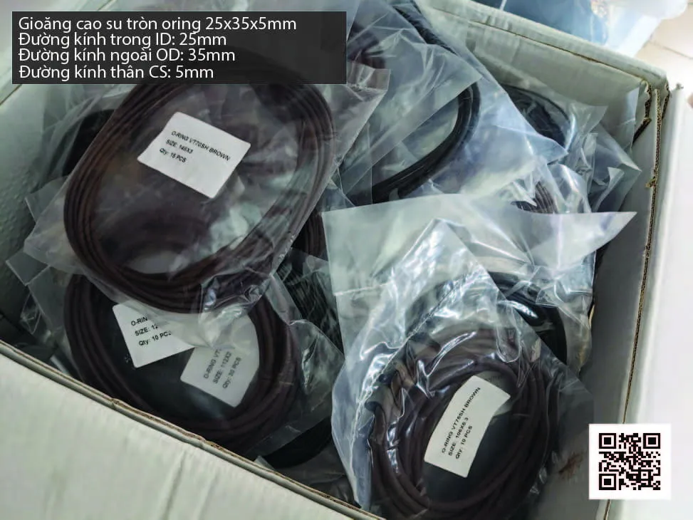 Gioăng Oring tròn cao su Viton 22x5 chịu nhiệt, chịu hóa chất — hình thực tế