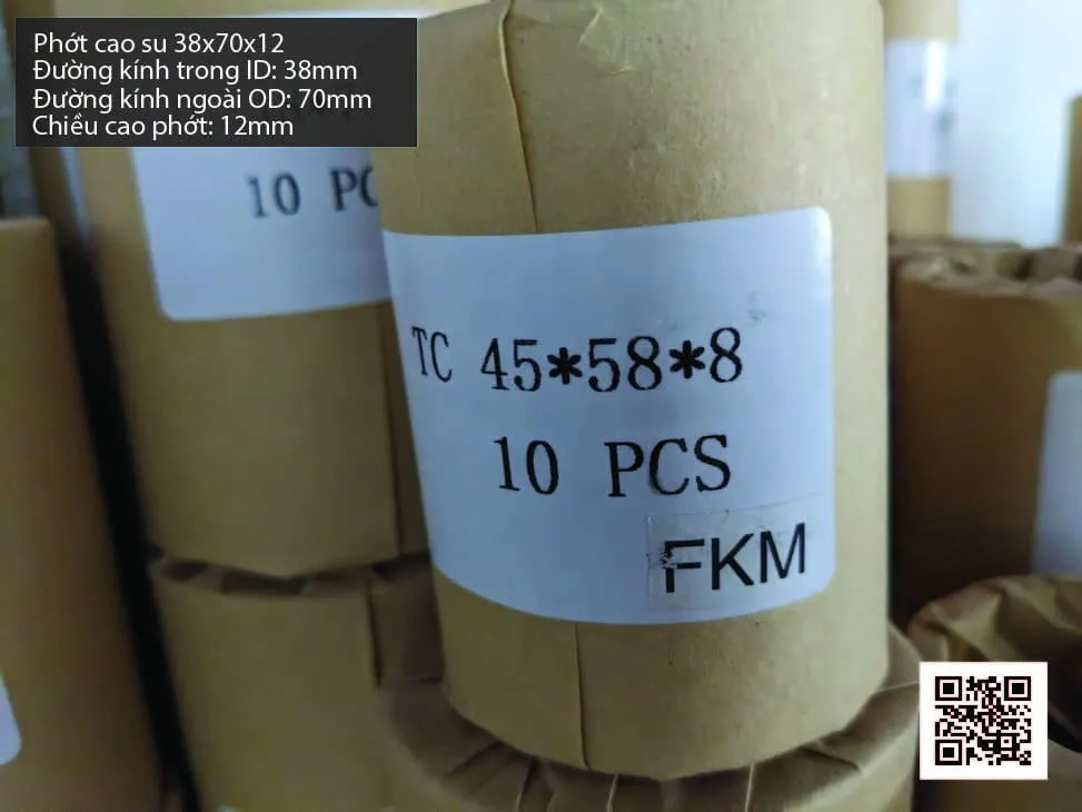 Phớt cao su Viton FKM 38x60x12 chịu nhiệt, chịu hóa chất — hình thực tế