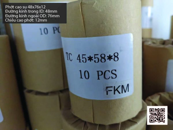 Phớt cao su Viton FKM 48x70x12 chịu nhiệt, chịu hóa chất - Hình ảnh 3