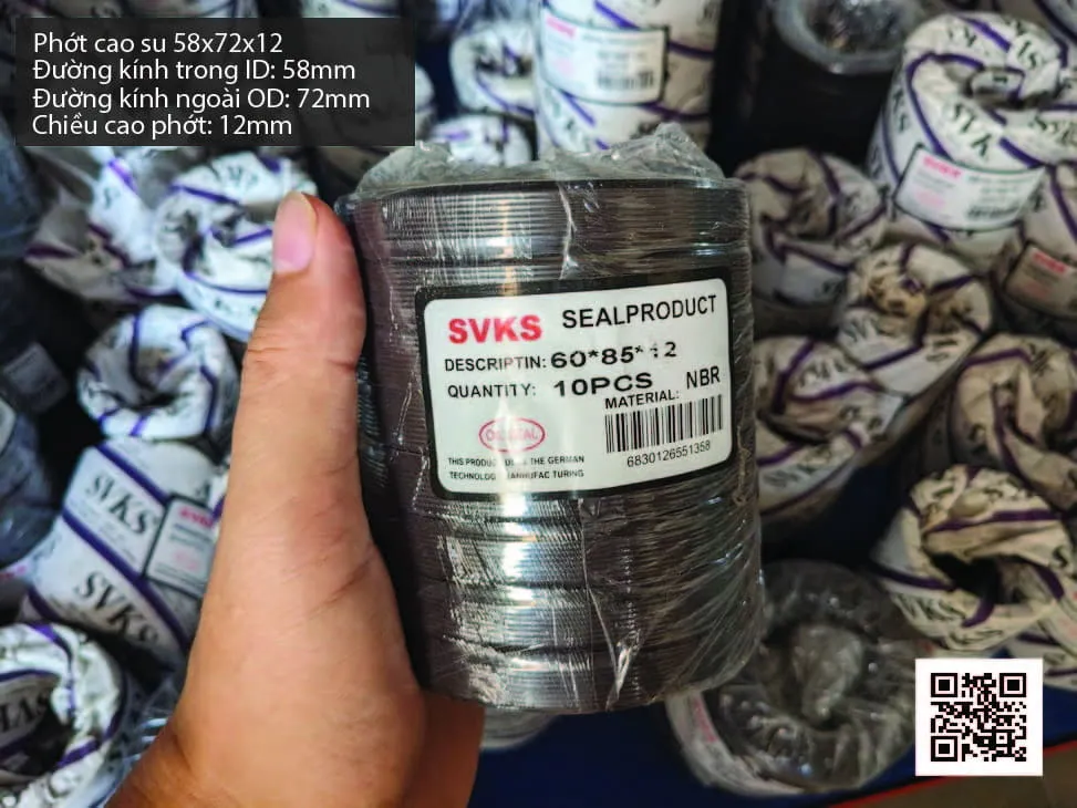 Phớt cao su Viton FKM 58x72x10 chịu nhiệt, chịu hóa chất — hình thực tế