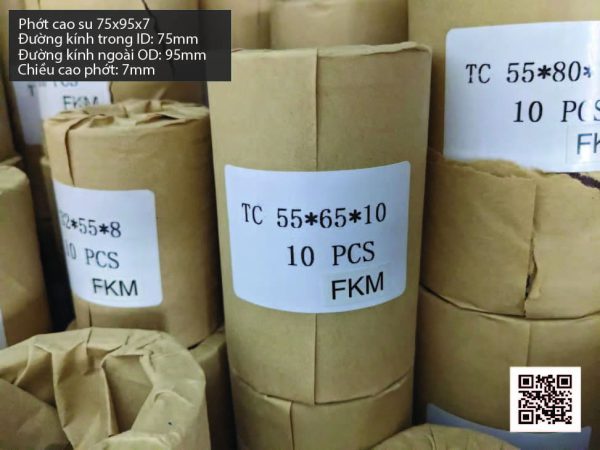Phớt cao su Viton FKM 75x95x7 chịu nhiệt, chịu hóa chất
