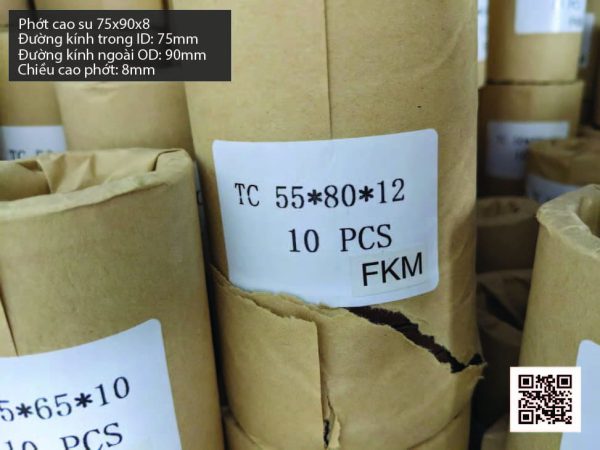 Phớt cao su Viton FKM 75x90x8 chịu nhiệt, chịu hóa chất