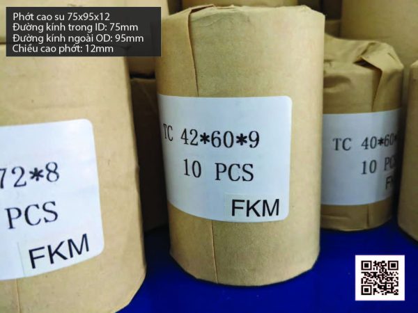 Phớt cao su Viton FKM 75x95x12 chịu nhiệt, chịu hóa chất