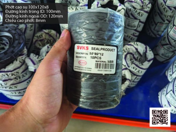 Phớt cao su Viton FKM 100x120x8 chịu nhiệt, chịu hóa chất