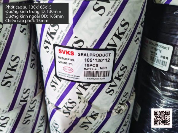 Phớt cao su Viton FKM 130x165x14 chịu nhiệt, chịu hóa chất - Hình ảnh 3