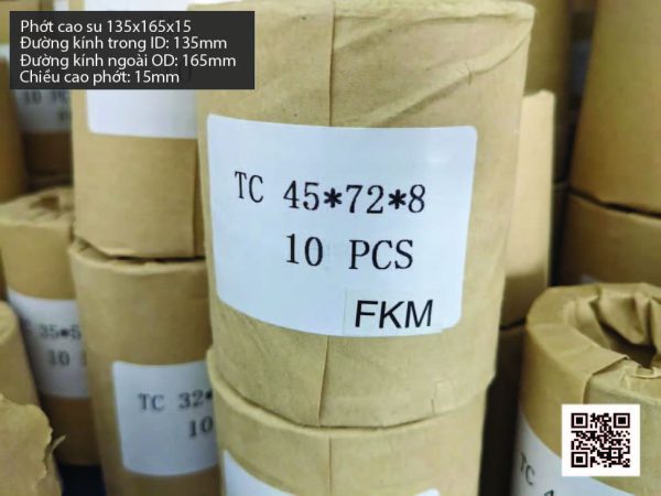 Phớt cao su Viton FKM 135x165x15 chịu nhiệt, chịu hóa chất